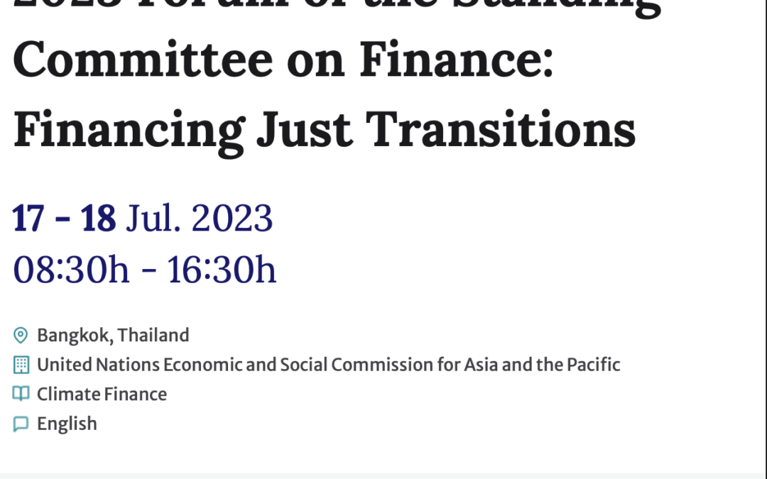UNFCCC: Standing Committee on Finance: 2023 Forum on Financing Just Transition